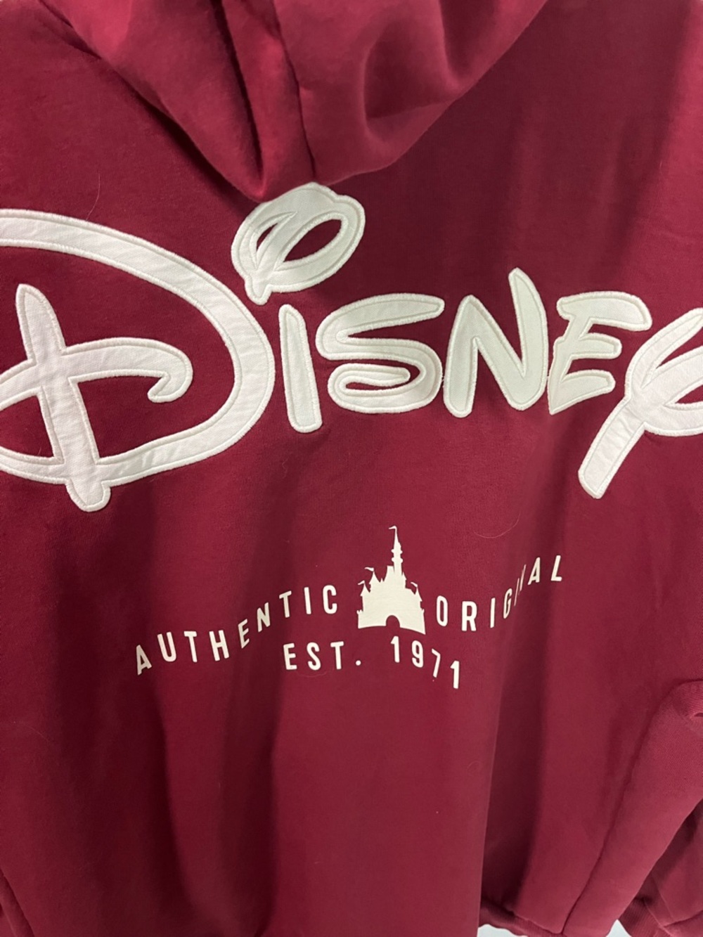 Disney Parks Zip Hoodie Jacket Maroon Walt Disney World Embroidered Size XL - Picture 4 of 10